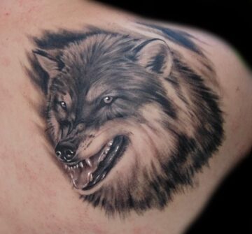 Реалистичная татуировка волка