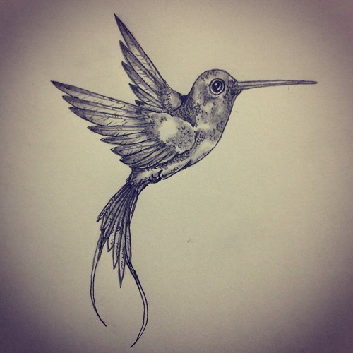 Эскиз татуировки колибри
