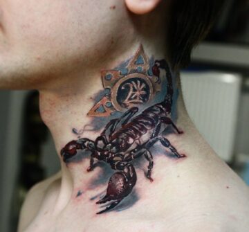 Мужская татуировка скорпион на шее