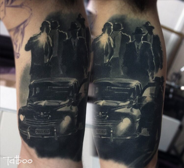 Татуировка гангстеры и старый авто