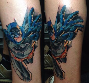 Татуировка Бэтмен на ноге