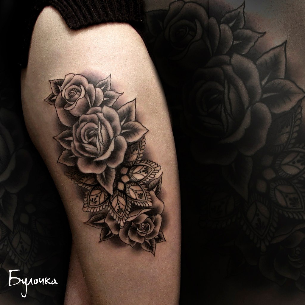 Темные цветы тату