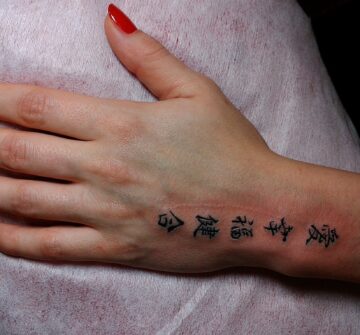 Китайские иероглифы на руке