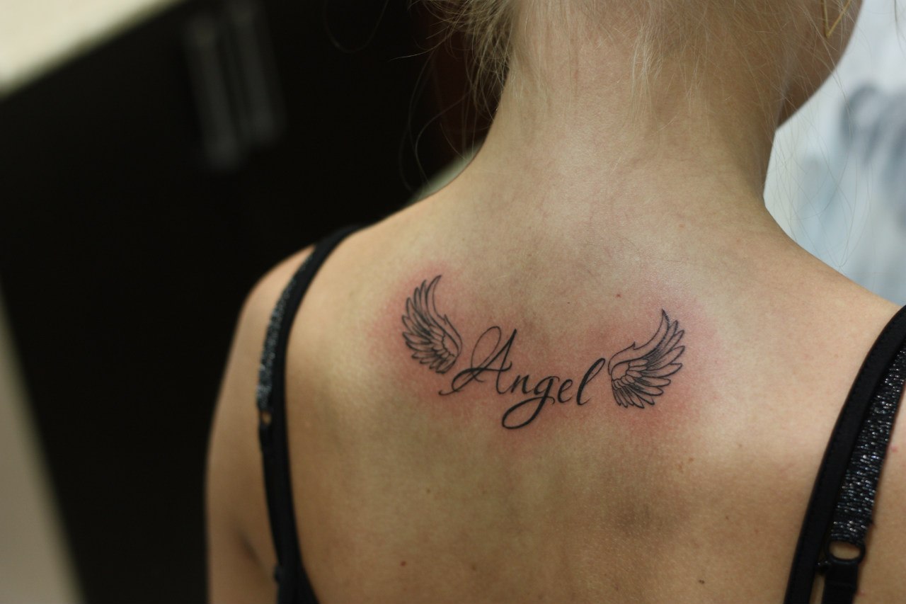 1 шт., наклейки-татуировки на шею с надписью «Ангел» | AliExpress