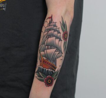 Парусный корабль, традишнл тату
