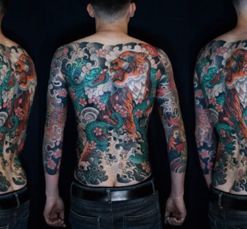 Татуировки в японском стиле на спине и руках