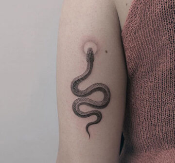 Маленькая змея, тату на задней части плеча