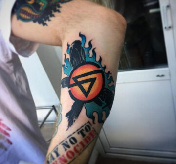 Linkin park 4ever, мужская тату на голени