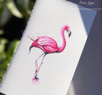 Эскиз тату фламинго в стиле акварель