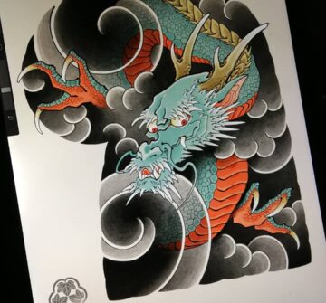Эскиз японского дракона