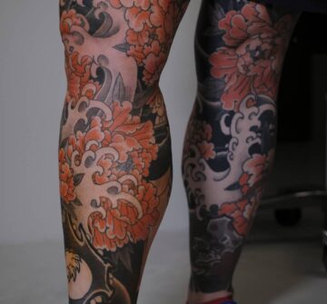 Японские татуировки тебори на ногах