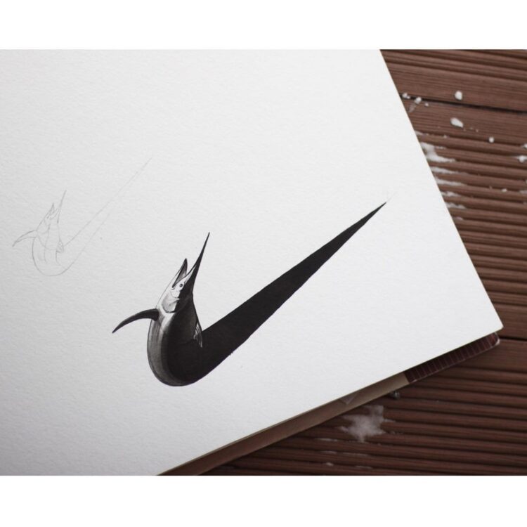 Рыбка в форме логотипа Nike