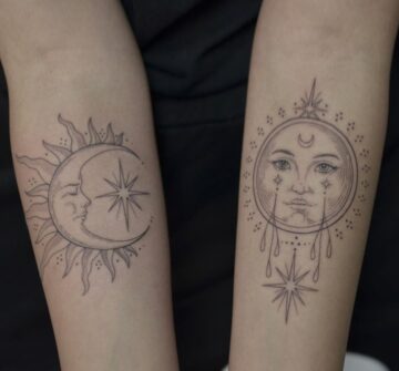 Полумесяц и солнце, татуировки на предплечьях